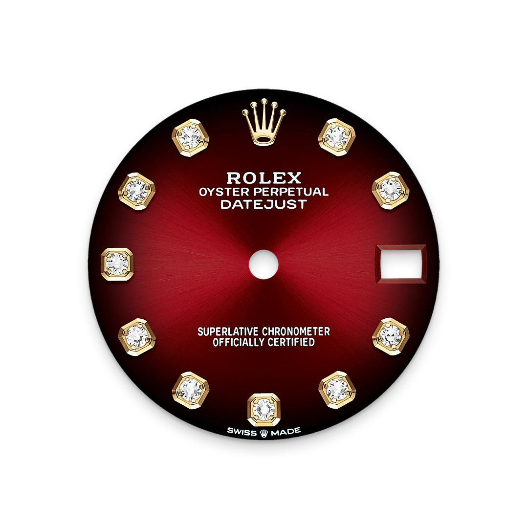 Rolex デイトジャスト 31 オイスター、31 mm、イエローゴールド、ダイヤモンド
