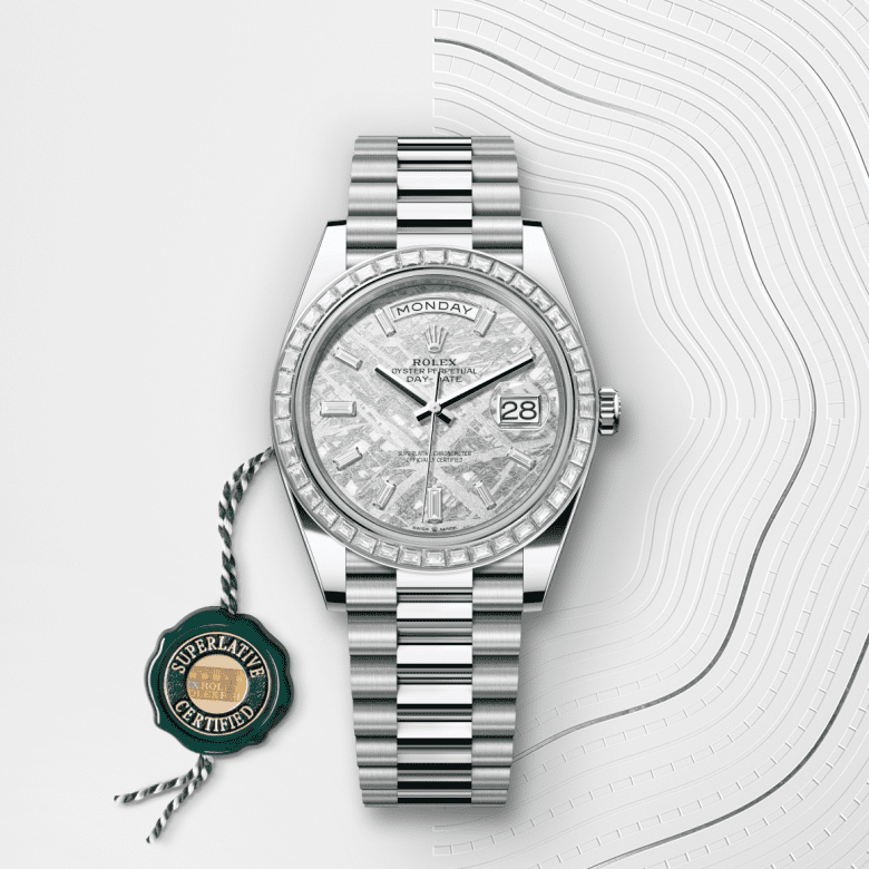 デイデイト 40 | オイスター、40 mm、プラチナ、ダイヤモンド  リファレンス 228396TBR-0027