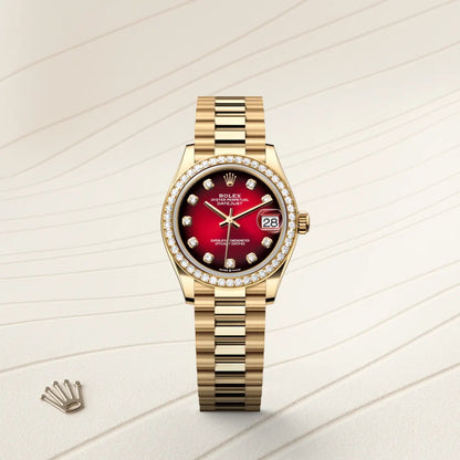 Rolex デイトジャスト 31  オイスター、31 mm、イエローゴールド、ダイヤモンド