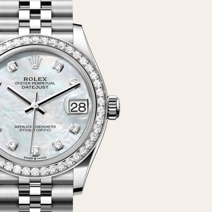 Rolex デイトジャスト 31  オイスター、31 mm、オイスタースチール＆ホワイトゴールド、ダイヤモンド