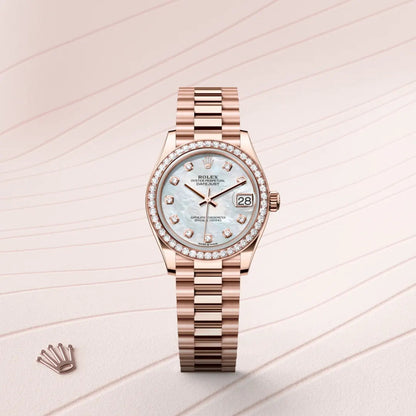 Rolex デイトジャスト 31  オイスター、31 mm、エバーローズゴールド、ダイヤモンド