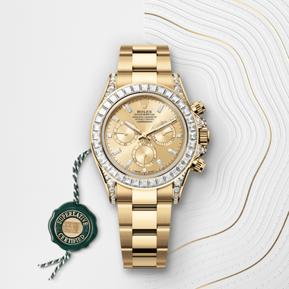 コスモグラフ デイトナ | オイスター、40 mm、イエローゴールド、ダイヤモンド  リファレンス 126598TBR-0001