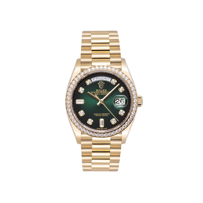 デイデイト 36 | オイスター、36 mm、イエローゴールド、ダイヤモンド  リファレンス 128348RBR-0035