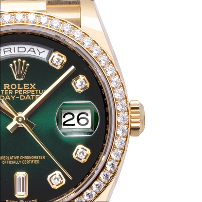 デイデイト 36 | オイスター、36 mm、イエローゴールド、ダイヤモンド  リファレンス 128348RBR-0035