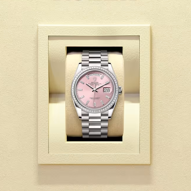 デイデイト 36 | オイスター、36 mm、ホワイトゴールド、ダイヤモンド  リファレンス 128399TBR-0029