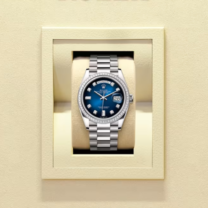デイデイト 36 | オイスター、36 mm、ホワイトゴールド、ダイヤモンド  リファレンス 128399TBR-0007