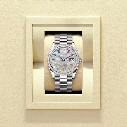 デイデイト 36 | オイスター、36 mm、ホワイトゴールド、ダイヤモンド  リファレンス 128399TBR-0005