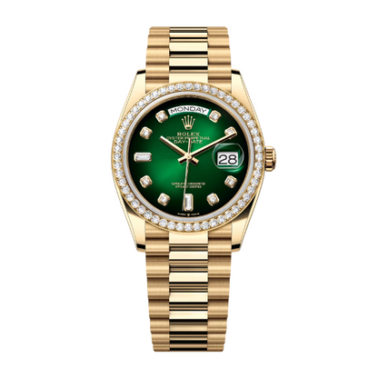 デイデイト 36 | オイスター、36 mm、イエローゴールド、ダイヤモンド  リファレンス 128348RBR-0035