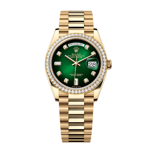 デイデイト 36 | オイスター、36 mm、イエローゴールド、ダイヤモンド  リファレンス 128348RBR-0035