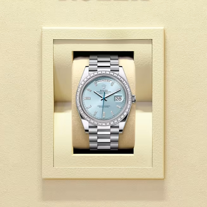 デイデイト 40 | オイスター、40 mm、プラチナ、ダイヤモンド  リファレンス 228396TBR-0002