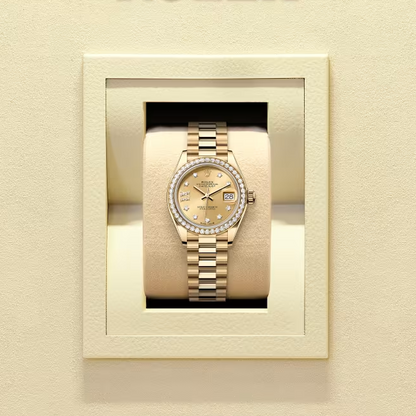 レディ デイトジャスト | オイスター、28 mm、イエローゴールド、ダイヤモンド  リファレンス 279138RBR-0006