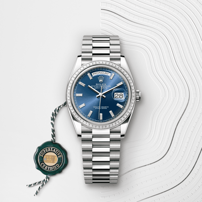 デイデイト 36 | オイスター、36 mm、ホワイトゴールド、ダイヤモンド  リファレンス 128399TBR-0027