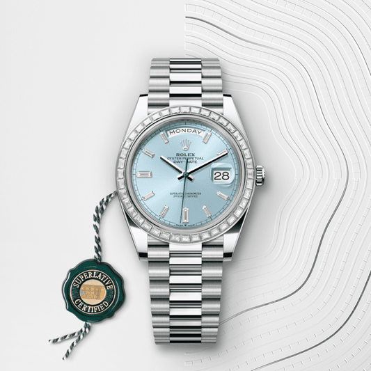 デイデイト 40 | オイスター、40 mm、プラチナ、ダイヤモンド  リファレンス 228396TBR-0002