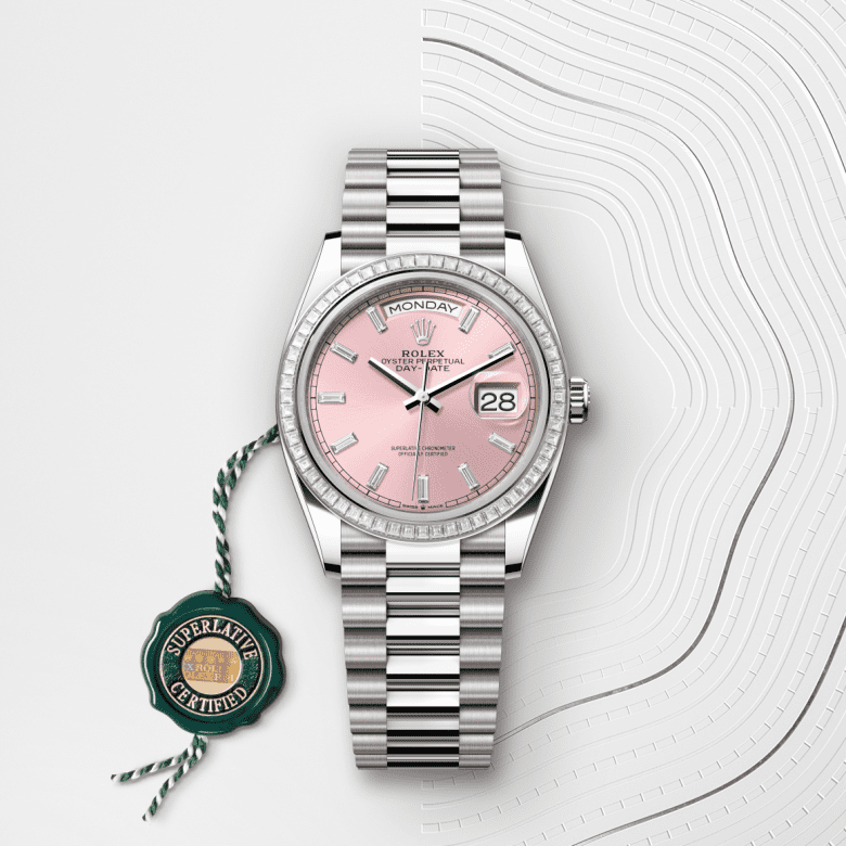 デイデイト 36 | オイスター、36 mm、ホワイトゴールド、ダイヤモンド  リファレンス 128399TBR-0029